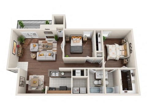 a 3d drawing of a bedroom